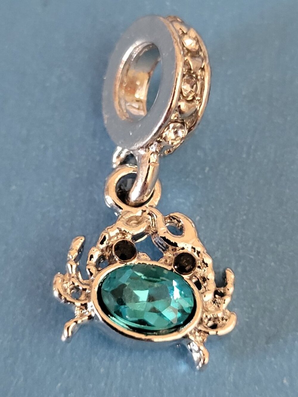 New! For Pandora Charm Bracelet Aqua Blue and Silver Color Crab Dangle Charm - Picture 2 of 4